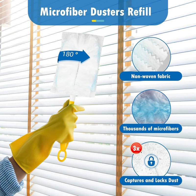 BTRSOLUS 60 Count 180° Duster Refills Compatible with Dusters 180 Handle Dusters, Heavy Duty Multi-Surface Duster Replacement with 1 Extra Handle, Unscented - Image 3